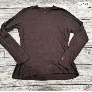 SMARTWOOL Women's Brown Merino Wool Long Sleeve V-Neck Baselayer  Size LG